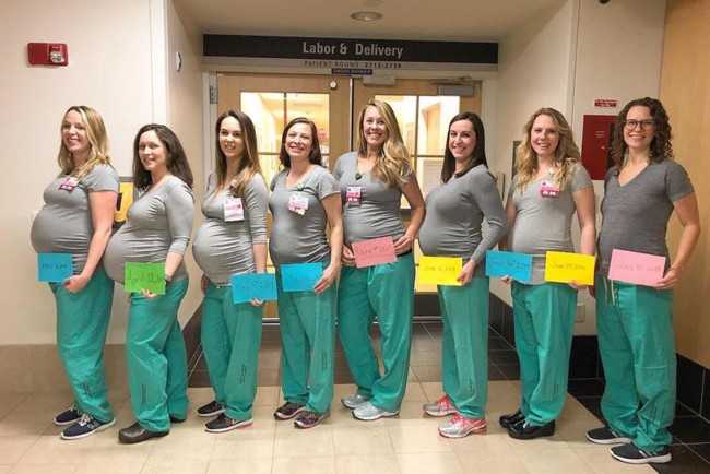 В роддоме Портленда почти одновременно забеременели 9 медсестер