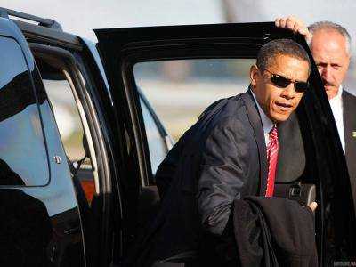 После инаугурации Б.Обама полетел в Калифорнию