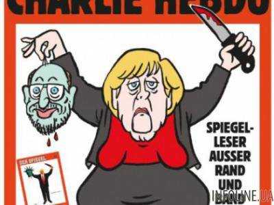 На обложке Charlie Hebdo появилась А.Меркель с отрезанной головой М.Шульца