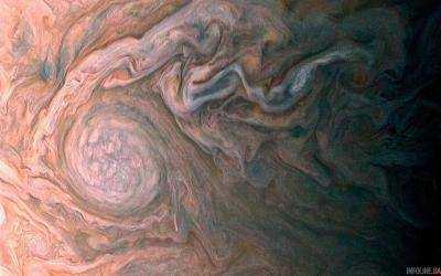Движение облаков Юпитера показали на видео.Видео