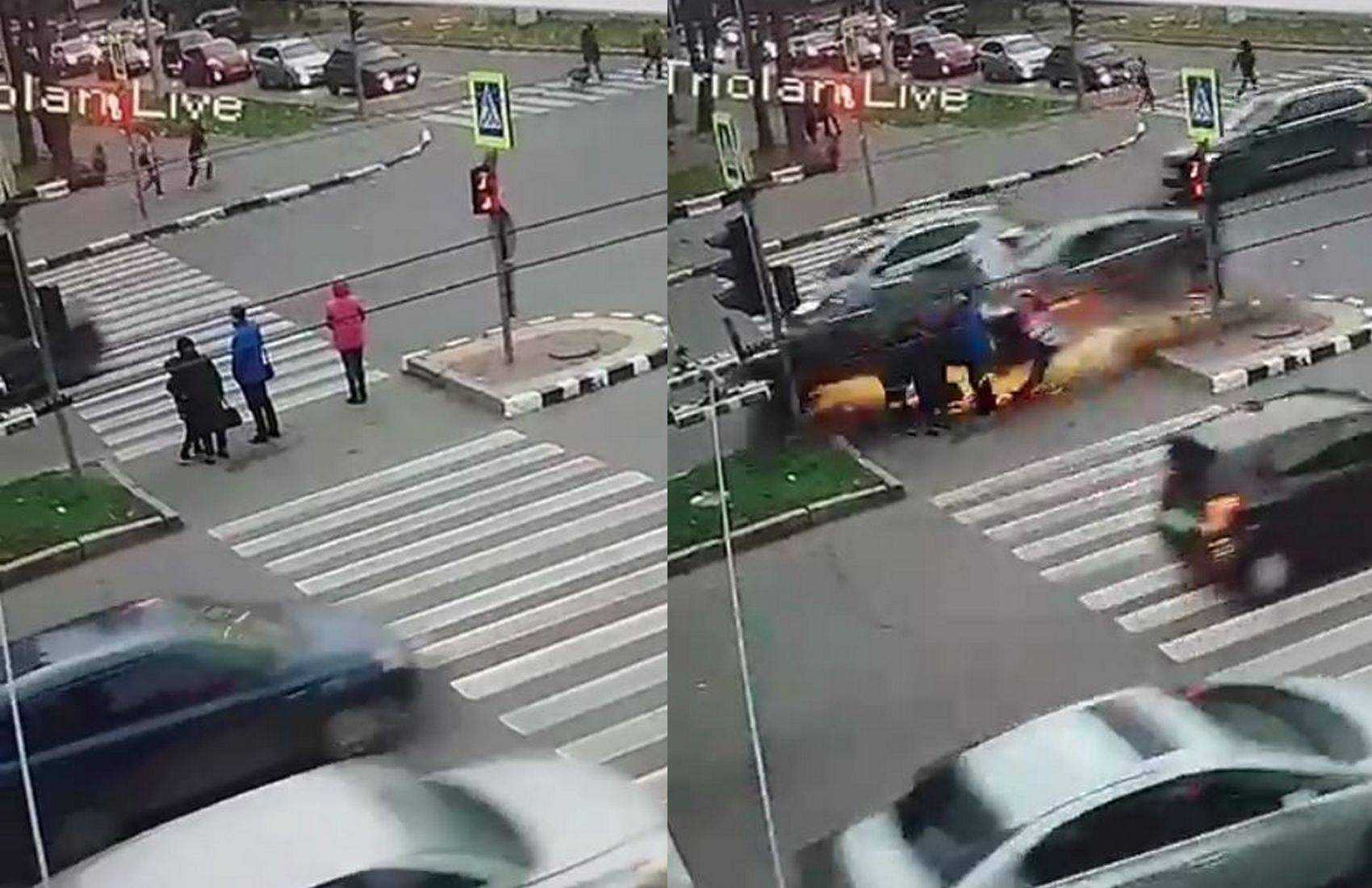 В Харькове Volkswagen сбил четырёх человек на островке безопасности