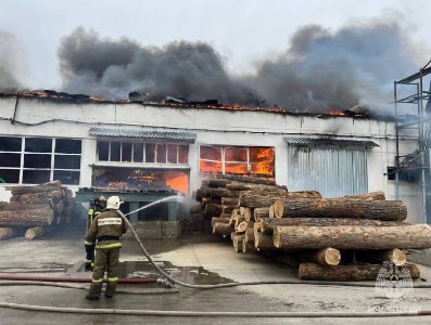 В россии произошел масштабный пожар на деревообрабатывающем цехе