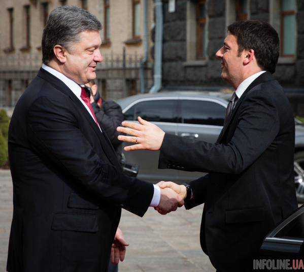 Президент Украины П.Порошенко начал встречу с премьером Италии М.Ренци. Фото